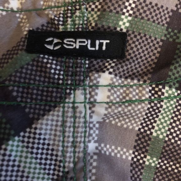 SPLIT Board Shorts Mens Size 33 White Gray Green Swim Trunk Logo Vintage EUC - Picture 6 of 6